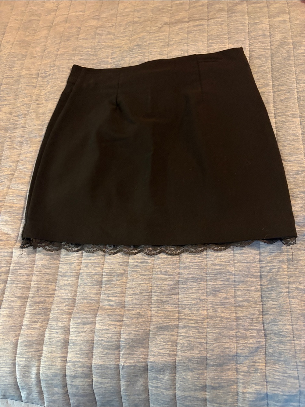 rave Black Mini Skirt with Lace Trim